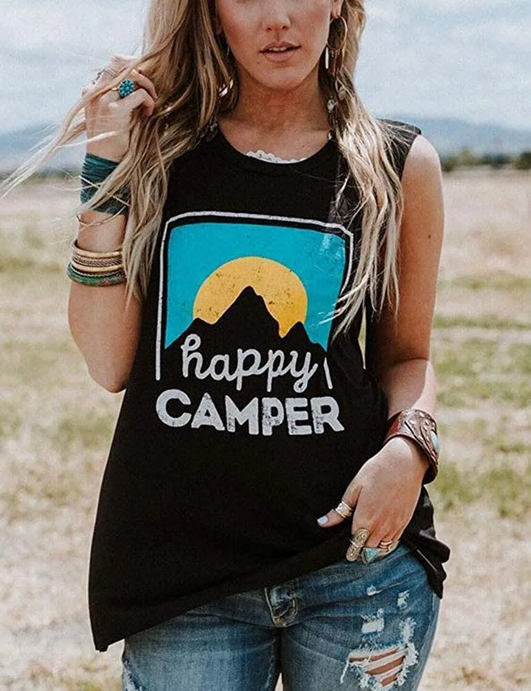 Women Happy Camper Tank Top