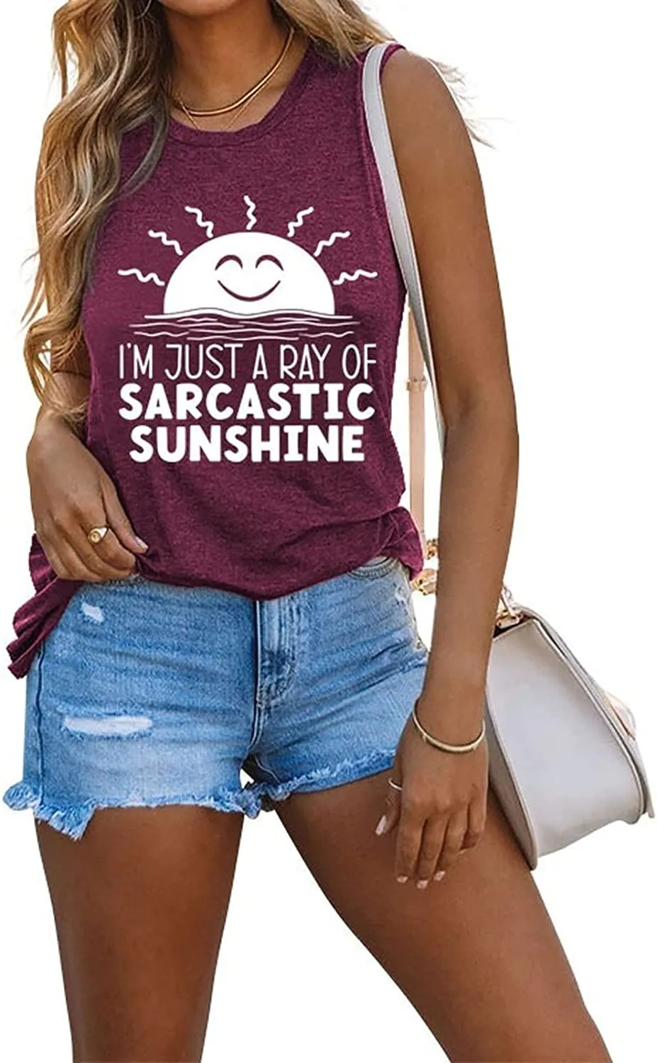 Women I'm JUST A RAY of Sarcastic Sunshine Tank Top Shirt