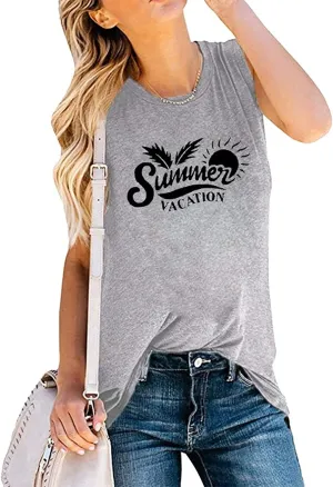 Women Summer Vacation Tank Top Shirt