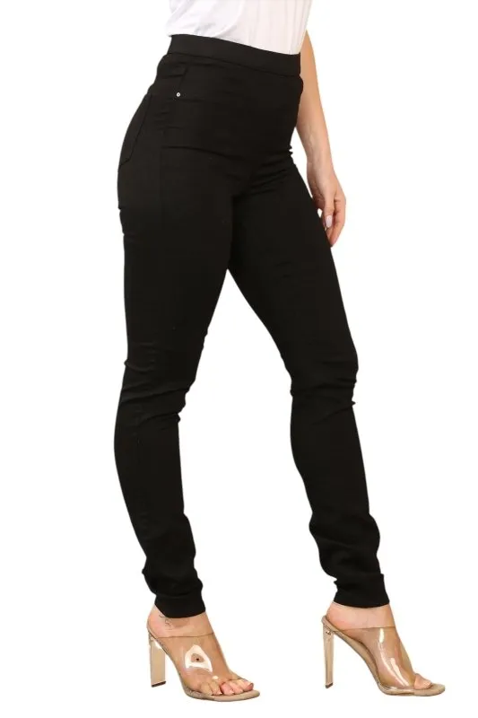 Women's Black High Waisted Skinny Fit Stretch Jeans Jeggings with Elasticated Waist