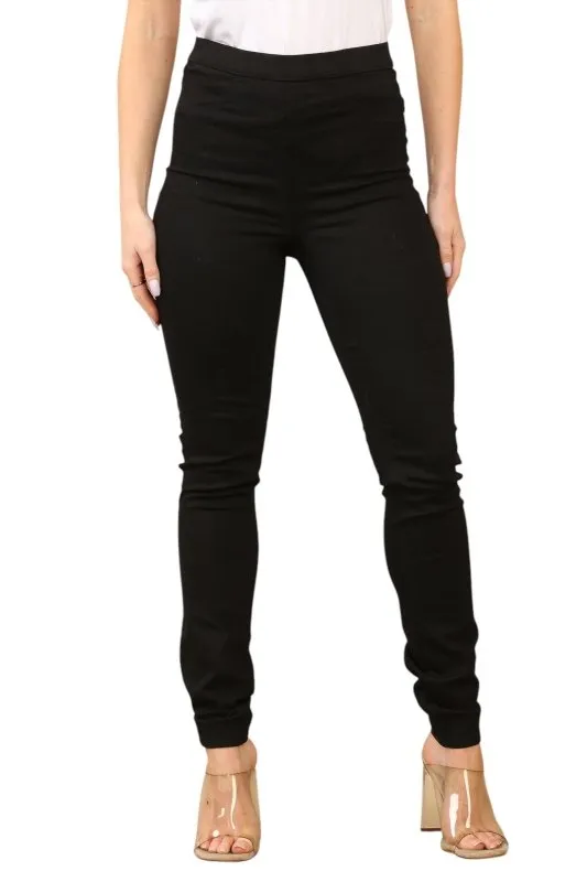 Women's Black High Waisted Skinny Fit Stretch Jeans Jeggings with Elasticated Waist