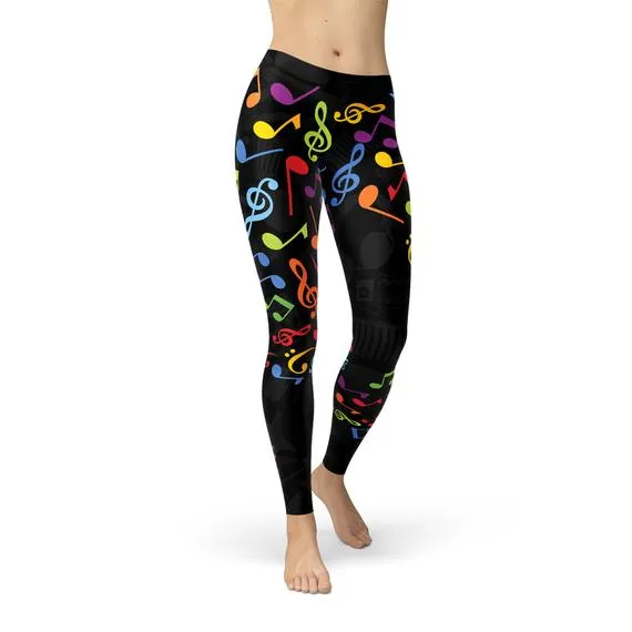 Women's Colorful Music Notes Leggings