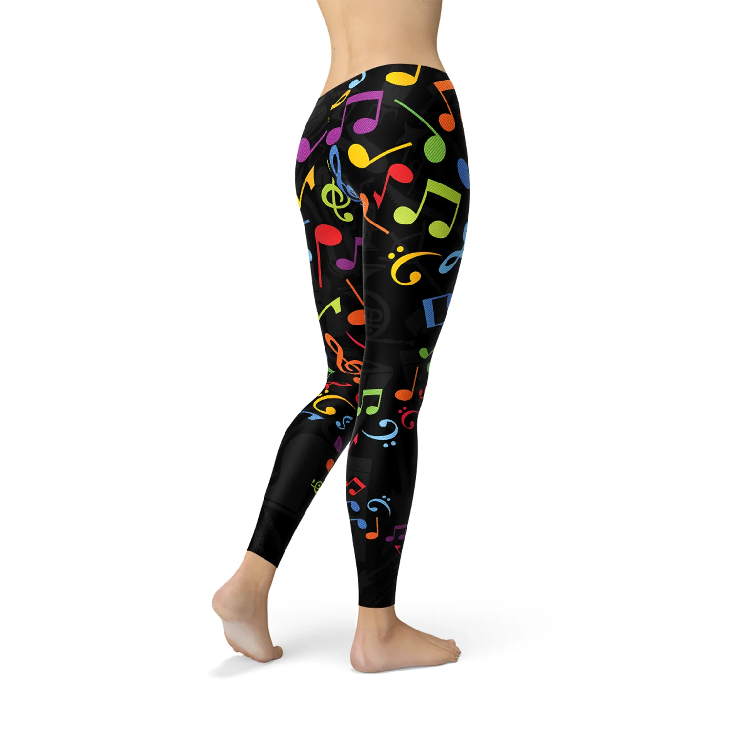 Women's Colorful Music Notes Leggings