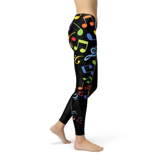 Women's Colorful Music Notes Leggings