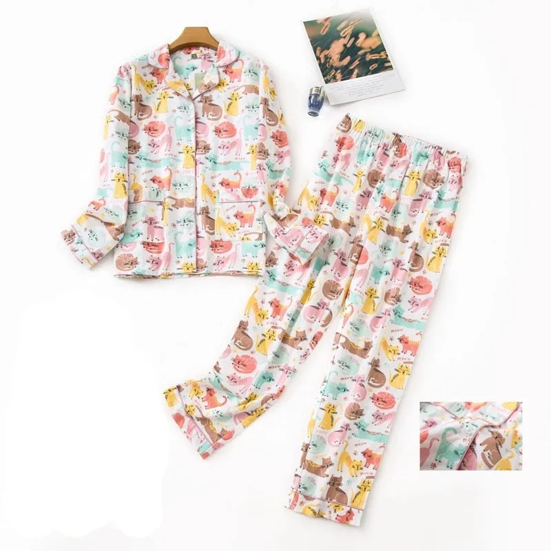 Women's Cosy Plaid Pyjamas 2 Pcs Set