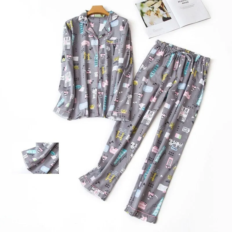 Women's Cosy Plaid Pyjamas 2 Pcs Set