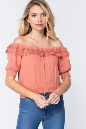 Women's Off Shoulder Lace Detailed Top