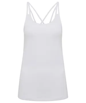 Womens TriDri® laser cut spaghetti strap vest | White